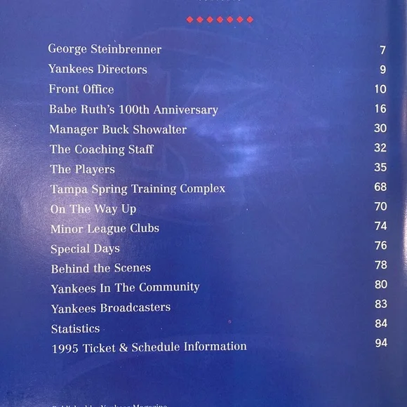 1995 Yankees Yearbook 45th Annual Edition Babe Ruth Hits 100. - Picture 6 of 11